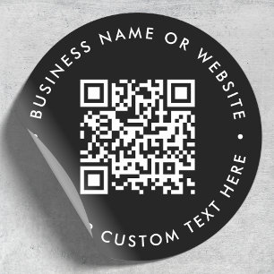 QR Code   Black Modern Minimalist Business Classic Round Sticker