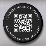 QR Code | Black Modern Minimalist Round Magnet<br><div class="desc">A simple custom black QR code magnet template in a modern minimalist style which can be easily updated with your QR code,  business name or website and custom text,  eg. scan me to...  #QRcode #magnet #business</div>