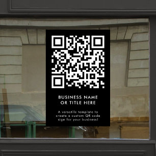 QR Code   Black Modern Minimalist Simple Business Window Cling