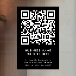 QR Code   Black Modern Minimalist Simple Business Window Cling