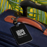 QR Code Black Modern Stylish Virtual Contact Tag<br><div class="desc">This modern QR code design features a sleek black and stylish layout for virtual contact sharing, ideal for keeping luggage safe and easily identifiable. Its clean, minimalist style blends functionality with elegance, making it perfect for both men and women travelers. A practical solution for frequent travelers, digital nomads, or anyone...</div>