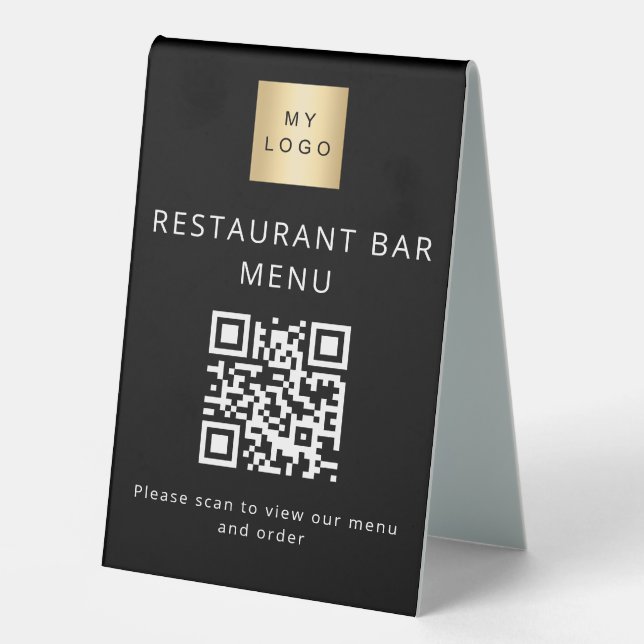 QR code black restaurant cafe bar scan menu (Front)