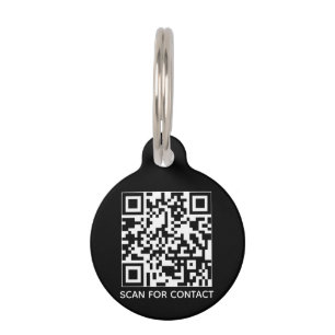 QR Code black scannable contactless contact Info Pet Tag