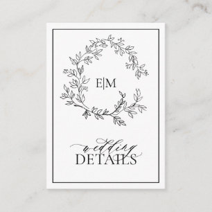 QR Code Black White Leafy Crest Monogram Details Enclosure Card