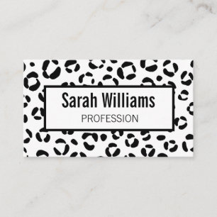 QR Code Black White Leopard Print Business Card