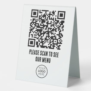 QR Code Black White Menu Logo Contactless Modern