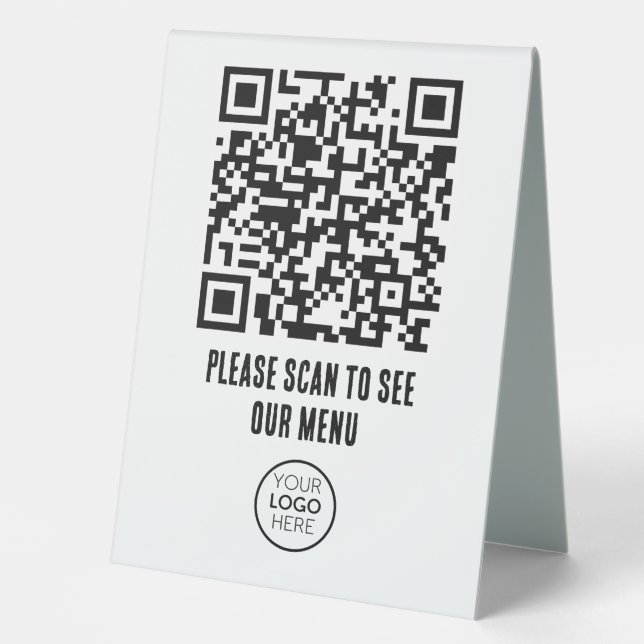  QR Code Black White Menu Logo Contactless Modern  (Front)