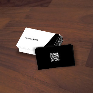 Qr Code Black&White Modern Artist Business Card