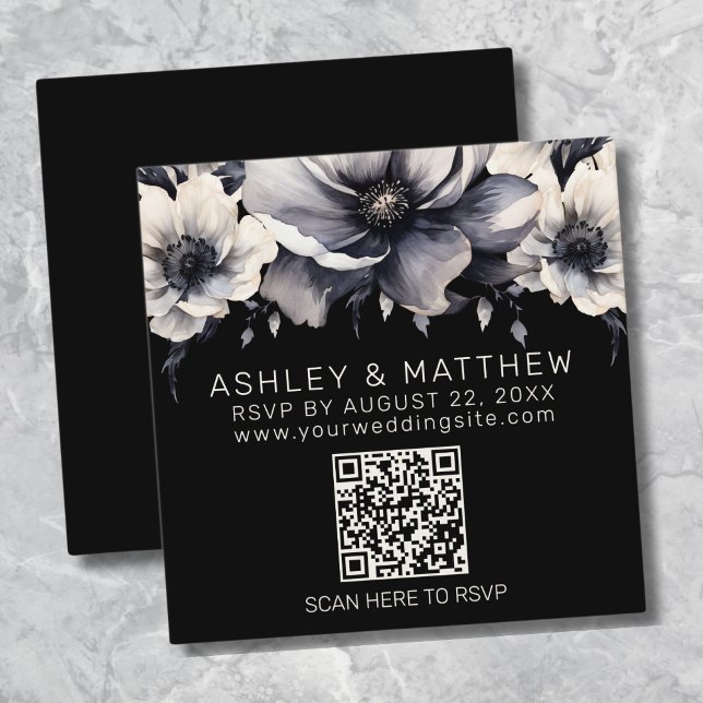 QR Code Black White Wedding RSVP Enclosure Card (QR Code Black Wedding RSVP Enclosure Card)