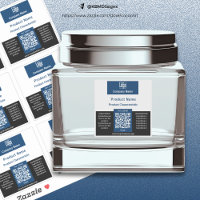 QR Code Blue Black White Square Container Label