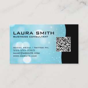 QR Code / Blue Boke Abstract Business Card