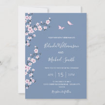QR Code Blue Cherry Blossom | Chinese Wedding