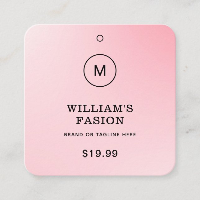 QR Code | Blue Clothing Label Price Hang Tag (Front)