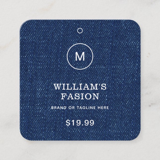 QR Code | Blue Clothing Label Price Hang Tag (Front)