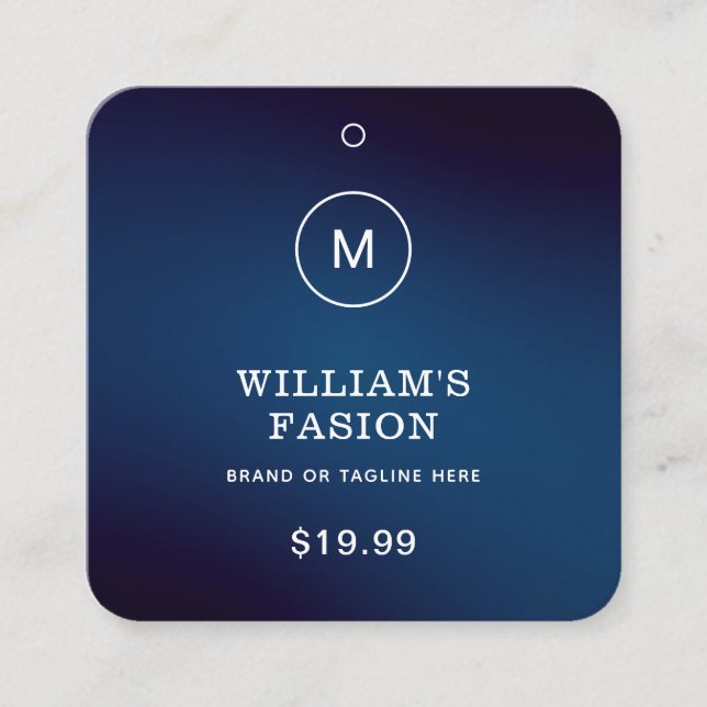 QR Code | Blue Clothing Label Price Hang Tag (Front)