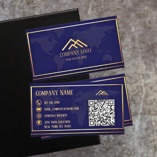 Qr Code Blue Modern Minimalist Professional  Business Card