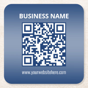 QR Code   Blue (or any color) Gradient Square Paper Coaster