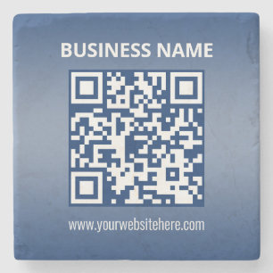 QR Code   Blue (or any color) Gradient Stone Coaster