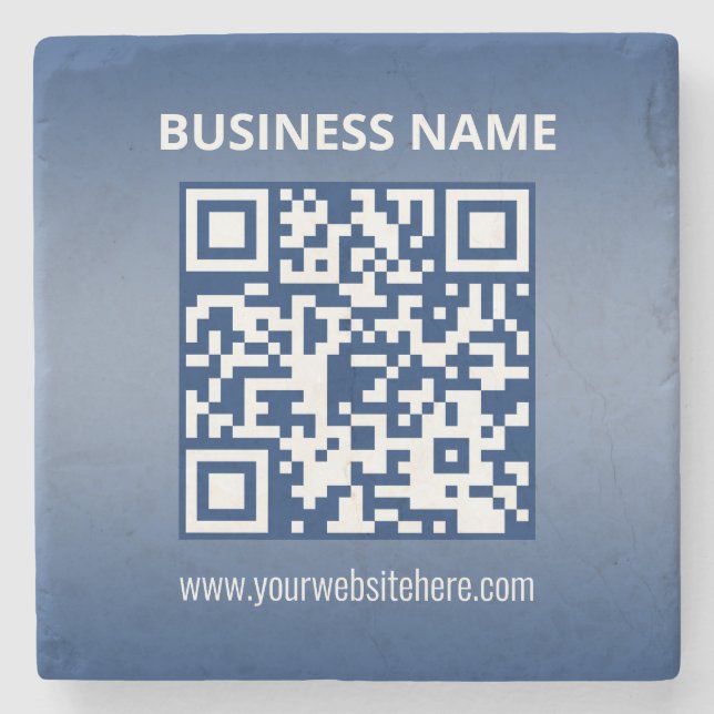 QR Code | Blue (or any colour) Gradient Stone Coaster (Front)