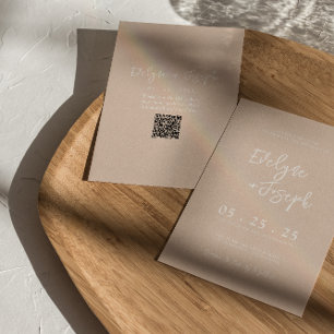 QR Code Blush Boho Chic Modern Wedding Invitation