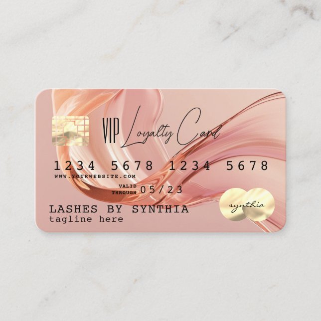 QR code Blush Modern Business Loyalty Credit Card  (Front)