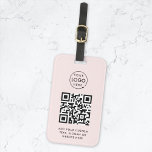 QR Code | Blush Pink Business Logo Professional Luggage Tag<br><div class="desc">A simple custom blush pink business QR code luggage tag template in a modern minimalist style which can be easily updated with your company logo,  QR code and custom text,  eg. scan me to...  #QRcode #logo #luggagetag #business</div>