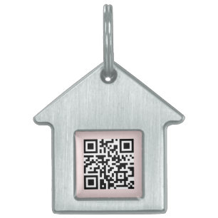 QR Code   Blush Pink Dog Cat If Lost Scannable Pet ID Tag