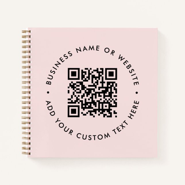 QR Code | Blush Pink Feminine Business Promotional Notebook (Front)