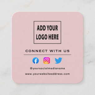 QR Code Blush Pink Follow Scan To Connect With Us Square Business Card