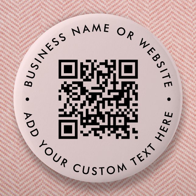 QR Code | Blush Pink Minimalist Modern Round 6 Cm Round Badge (Creator Uploaded)