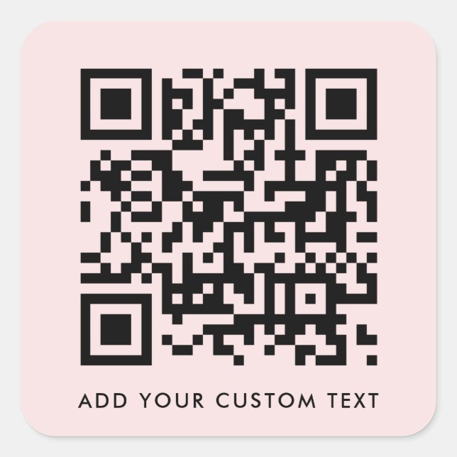 QR Code | Blush Pink Minimalist Simple Scan Me Square Sticker (Front)