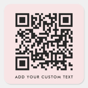 QR Code Blush Pink Minimalist Simple Scan Me Square Sticker