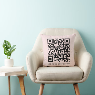QR Code   Blush Pink Minimalist Simple Scannable Cushion
