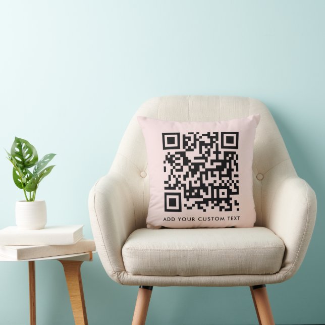 QR Code | Blush Pink Minimalist Simple Scannable Cushion (Chair)