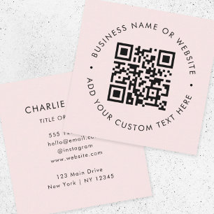 QR Code   Blush Pink Modern Professional Square Business Card
