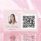 QR Code Blush Pink Photo Business Card
