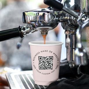 QR Code   Blush Pink Promotional Business Paper Cups