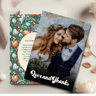 QR Code Boho Chic Retro Colourful Floral Wedding Invitation