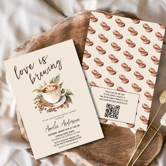 QR Code Boho Love is Brewing Bridal Shower Invitation (Creator Uploaded)