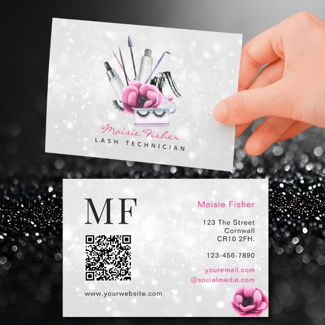 QR Code Bokeh Lash Technician, Eyelashes QR Code Business Card (Creator Uploaded)