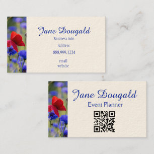 QR Code Bold Floral Botanical Greenery Business Card