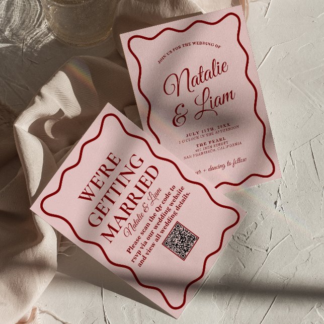 QR Code Bold Modern Colourful Whimsical Wedding Invitation (Creator Uploaded)