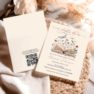 QR Code Book New Chapter Begins Bridal Shower Invitation