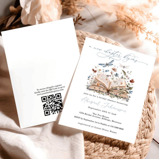 QR Code Book New Chapter Begins Bridal Shower Invitation (Creator Uploaded)