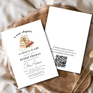 QR Code Book New Chapter Begins Bridal Shower Invitation
