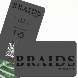 QR Code Braids Beauty Salon Braiding Hairstylist Business Card