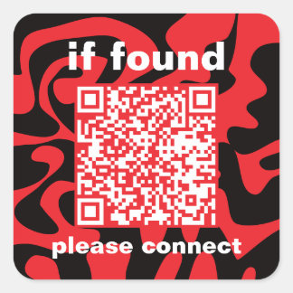 QR Code Bright Cherry Red lost found Square Sticker