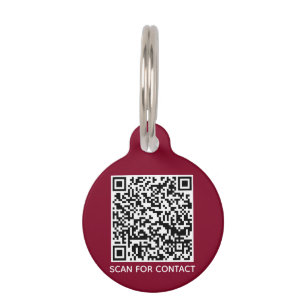 QR Code burgundy contactless contact Info dog cat Pet Tag
