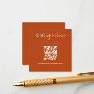 QR Code Burnt Orange Wedding Website  Enclosure Card