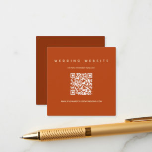 QR Code Burnt Orange  Wedding Website Enclosure Card